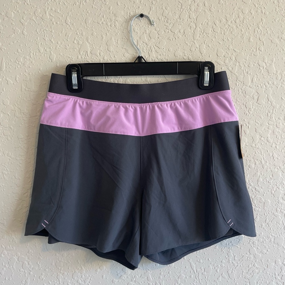 NWT Women's Title Nine Holy Grail Running Shorts in Gray/Violet